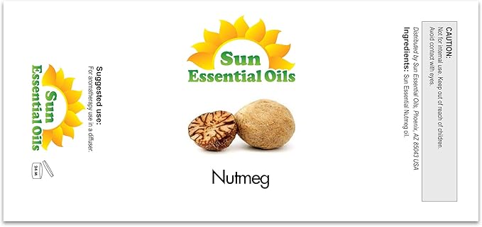 Sun Essential Oils Nutmeg Essential Oil ??Aromatherapy Nutmeg Oil - (2 Fluid Ounces)