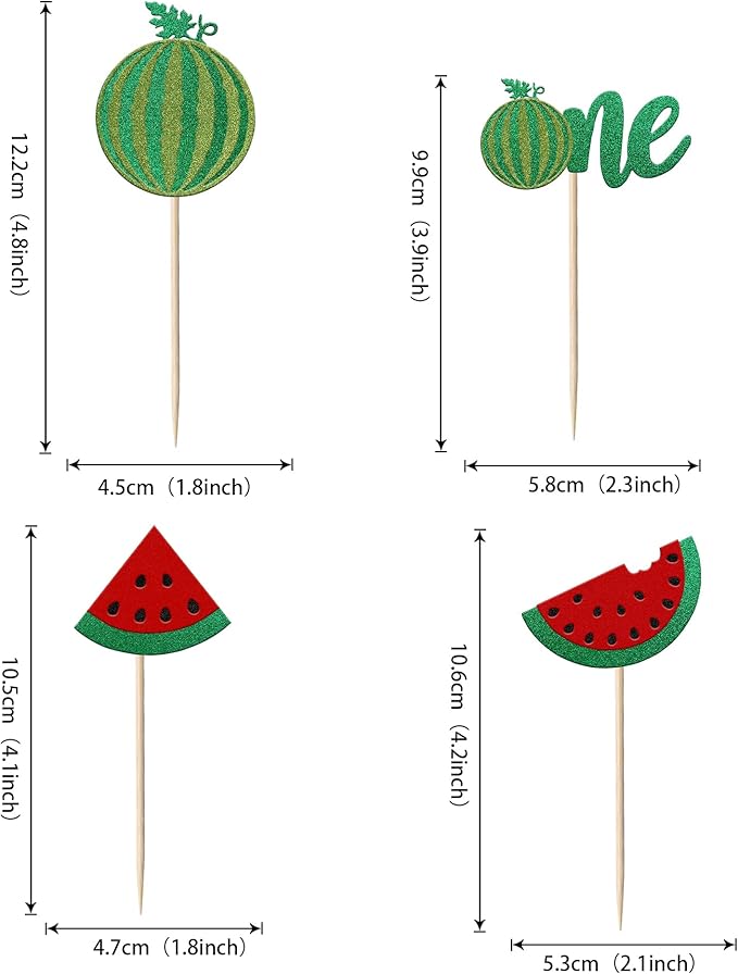 24 Pack Watermelon Cupcake Topper One in a Melon Cupcake Picks Watermelon First Year Birthday Baby Girl First Birthday Party Cake Decorations Supplies