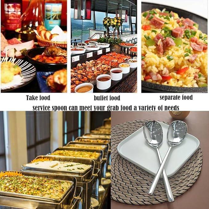 Extra-Large Serving Spoon,12 Inch Premium Food-Grade 18/10 Stainless Steel,Heavy-Duty Buffet Spoon with Ergonomic Long Handle (1 Pack)