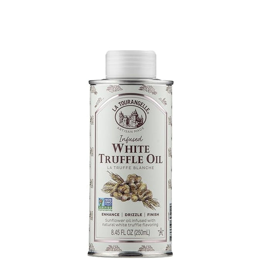 La Tourangelle, White Truffle Oil, Complex Gourmet Earthy Flavor for Drizzling over Pasta, Popcorn, Vegetables, Potatoes, Soup and More, 8.45 Fl Oz