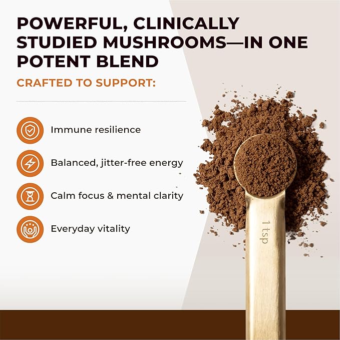 Sacred 7 Organic Mushroom Supplement ??100% Fruiting Body Extract Powder with Lions Mane, Reishi, Chaga & More | Nootropic & Immune Support for Coffee, Tea, Smoothies ??60 Servings