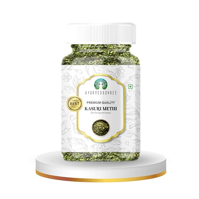 AYURVEDASHREE Fenugreek Leaves Dried (Kasoori Methi) 25gm PET Jar ~ All Natural | Vegan | NON-GMO | Indian Origin | Dried Herb For Cooking | Kasuri Methi.