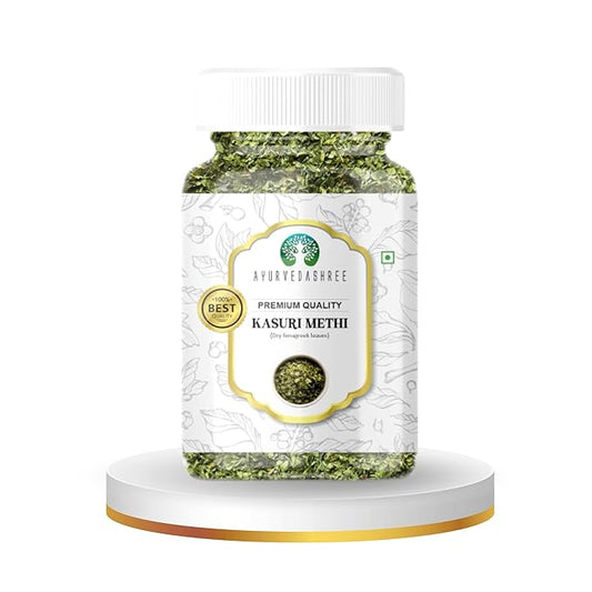 AYURVEDASHREE Fenugreek Leaves Dried (Kasoori Methi) 25gm PET Jar ~ All Natural | Vegan | NON-GMO | Indian Origin | Dried Herb For Cooking | Kasuri Methi.
