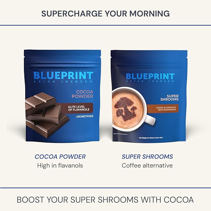 Blueprint Bryan Johnson Non Dairy Cocoa Powder ??Elite Level Flavanols ??100% Pure Cocoa ??Low Fat Unsweetened Cocoa ??Undutched ??Keto Friendly ??Great for Baking, Cooking & Smoothies ??12oz Bag