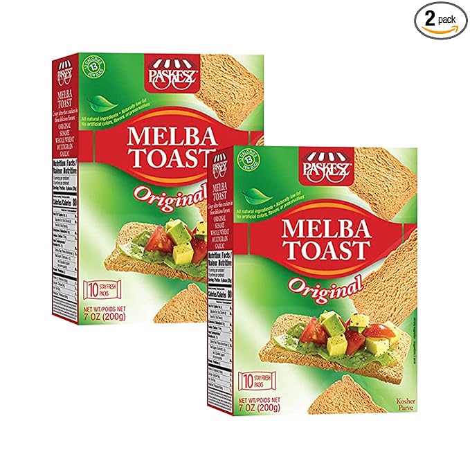 Only Kosher Candy Melba Toast Flatbread Crackers Classic Original Kosher Parve with No Artificial Flavor, Fresh Natural Ingredients, Kosher Certified Delicious Snack Crackers (Pack of 2)