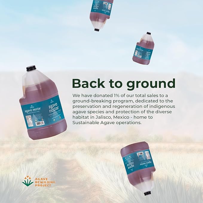 Sustainable Agave Co - Sheer - Agave Nectar - 4 x 1 Gallon Bottles (5kg each) - Raw Sweetener, Sugar-Alternative, Vegan, Non-GMO, Kosher, Gluten-Free Syrup - Bartender's Best Friend