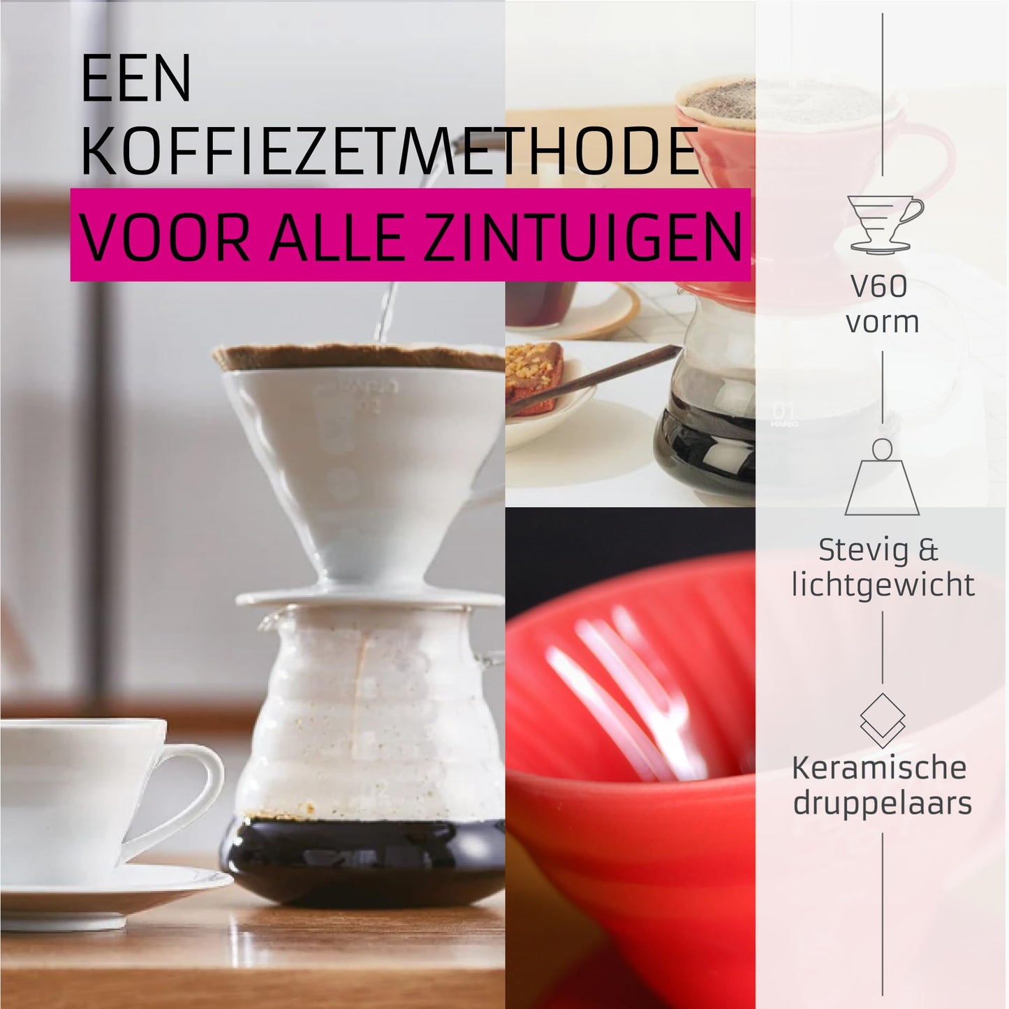Hario VDCR-02R V60 02 Coffee Dripper Ceramic Red Coffee Drip for 1-4 Cups