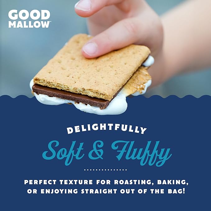 GoodMallow Vegan Marshmallows - Large Kosher Gluten Free Dairy Free Healthy Marshmallows - Natural Gelatin Free for Hot Chocolate, Smores, Baking - Nothing Artificial - Pink Strawberry