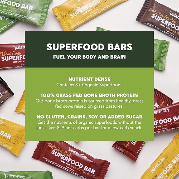 Paleovalley Superfood Bars ??Apple Cinnamon??10 Pack ??9g Protein per Bar ??Gluten-Free, Grain-Free, Paleo, Non-GMO ??On-the-Go Snack