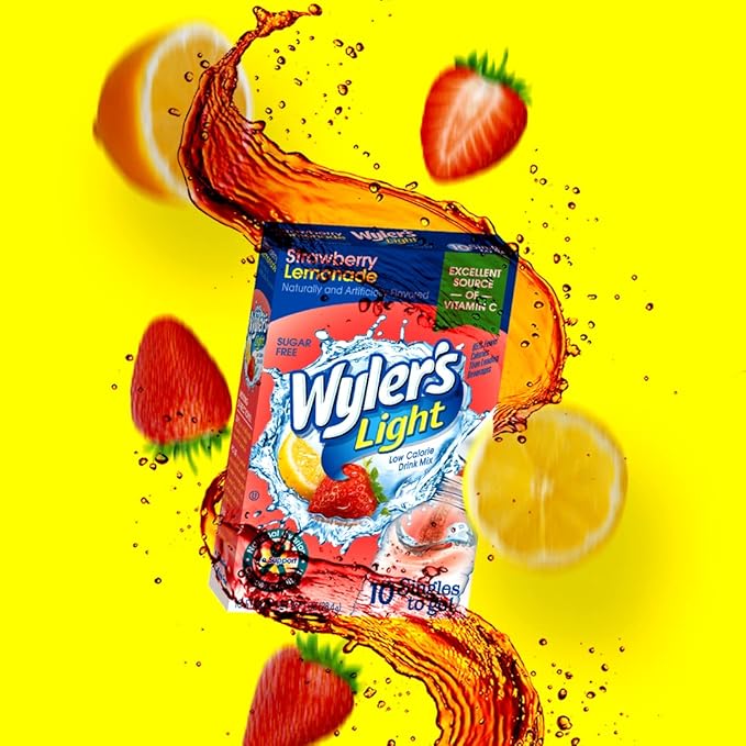 Singles T棘 Go Powder Packets, W逵ter Drink Mix, Strawberry Lemonade, 96 Singl筠 Servings (Pack of 12) Strawberry Lemonade