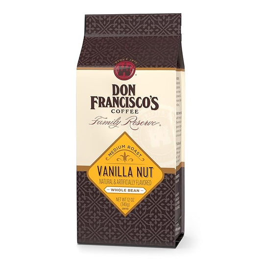 Don Francisco's Vanilla Nut Whole Bean Coffee, Medium Roast ??Flavored 100% Arabica,12 oz Bag, Premium Coffee for Drip, Pour Over & French Press