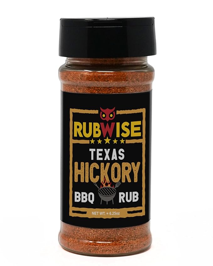 RubWise Texas Style BBQ Hickory Rub (No MSG) | Meat Seasonings & Dry Rubs for Smoking and Grilling | Great on Brisket, Chicken, Ribs, Pork & Turkey | Designed for Pellet Grill Barbecuing | 6.25oz