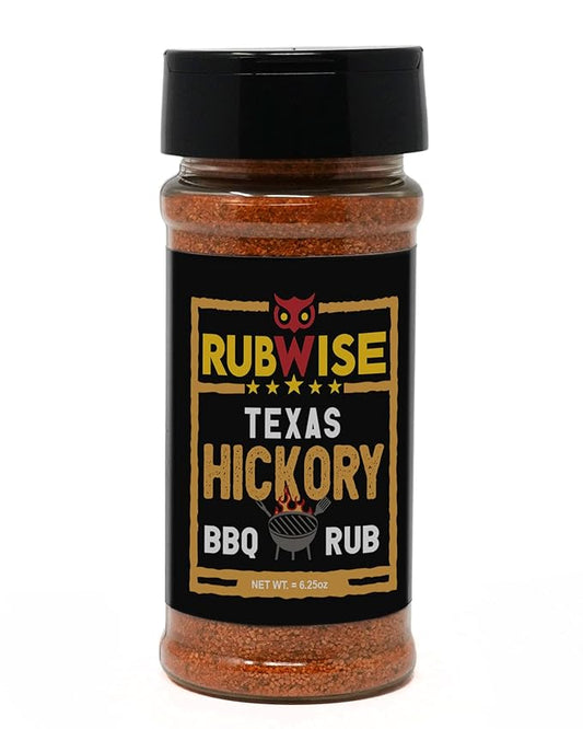 RubWise Texas Style BBQ Hickory Rub (No MSG) | Meat Seasonings & Dry Rubs for Smoking and Grilling | Great on Brisket, Chicken, Ribs, Pork & Turkey | Designed for Pellet Grill Barbecuing | 6.25oz