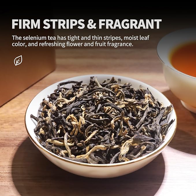 KHS Organic Selenium Tea, 3.17 OZ USDA Certified Chinese Yunnan Black Selenium-rich Tea, Health & Refreshment, No Dust Production Workshop, Natural Organic Planting Perfect for Hot Brew