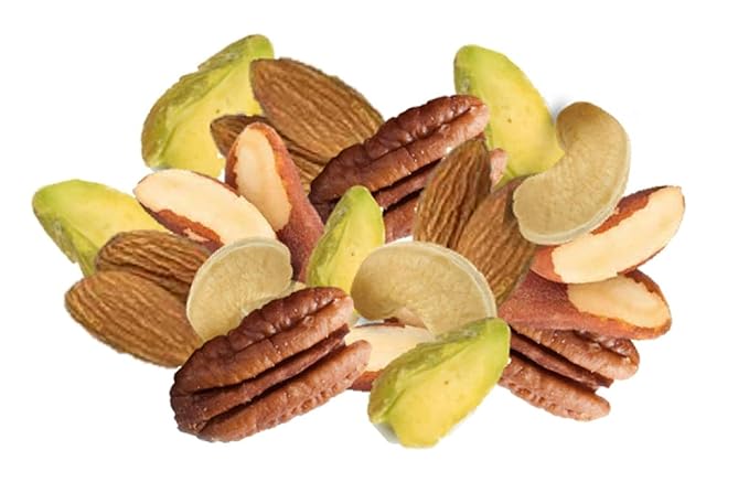 Farm Fresh Nuts DELUXE MIXED NUTS Roasted with the Healthy Himalayan Salt. - Oven Roasted without oil - featuring Almonds, Brazil Nuts, Cashews, Pecans, Pistachios. (24 Oz.)