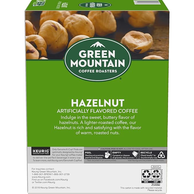 Green Mountain Coffee Roasters Hazelnut Coffee, Keurig Single-Serve K-Cup pods, Light Roast, 96 Count