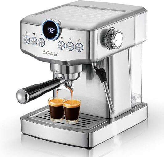 20-Bar Espresso Machine & Cafetera Espresso ??Fully Customizable Brewing (Temperature, Time, Volume, Steam) ??Steam Wand & Milk Frother, Stainless Steel ??Latte Machine & Cappuccino Machine