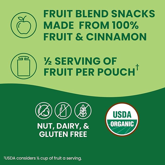 GoGo squeeZ Organic Applesauce and Fruit Puree, Apple Cinnamon, 3.2 oz (Pack of 48), Unsweetened Organic Fruit Snacks for Kids, Gluten Free, Nut Free and Dairy Free, Recloseable Cap, BPA Free Pouches