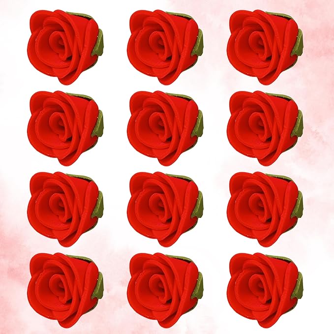 Confect Edible Red Flower | Edible Flower for cake decorations | Edible Flower Cupcake Toppers | | Cupcakes & Doughnut Edible Toppers | Red Sugar Flower- Vegan, Gluten-Free, Nut-Free, Dairy-Free, Palm Oil-Free -Pack of 12