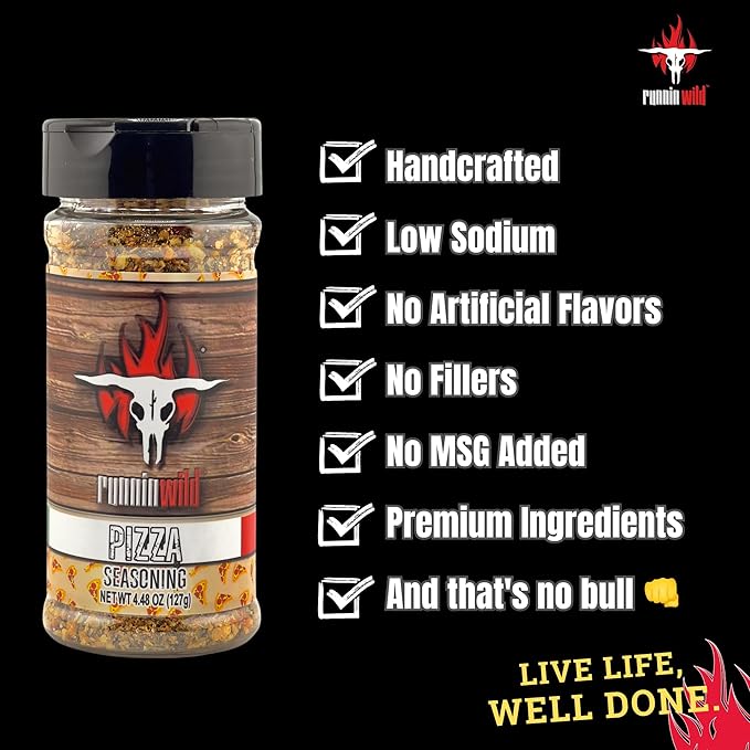 Gourmet Pizza Seasoning | Italian Seasoning Spice Blend | Low Sodium | No Artificial Flavors Added | Runnin Wild Foods, 4.48 ounces