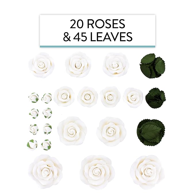 Global Sugar Art Exquisite Edble Rose & Leaf Sugar Cake Flowers Tray White, Unwired by Chef Alan Tetreault