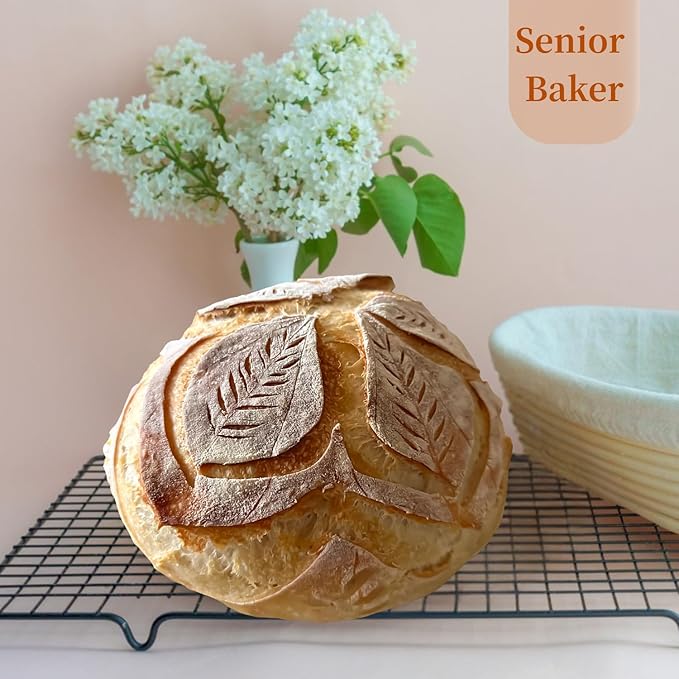 Banneton Premium Round Bread Proofing Basket with Liner - Perfect Proofing Basket, Handmade Rattan Basket for Making Beautiful Bread (10 Inch)