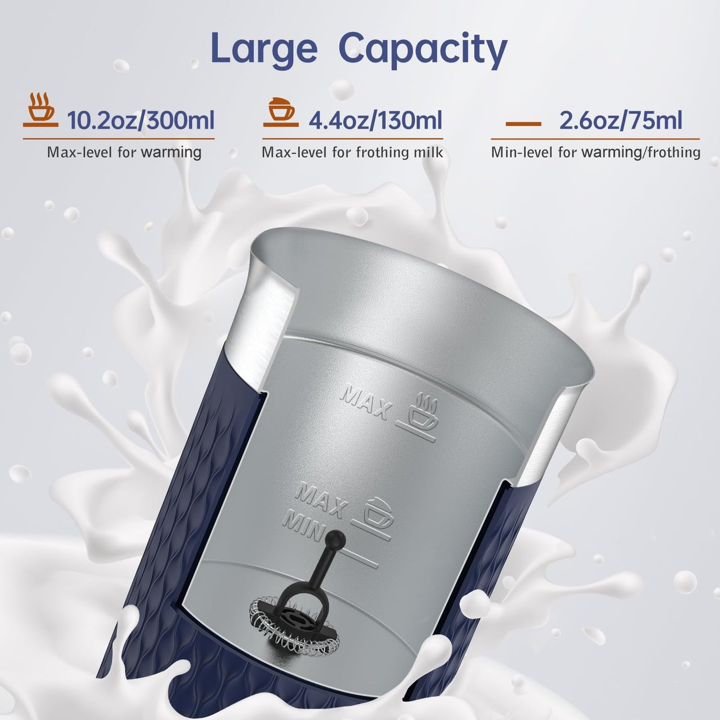 SIMPLETASTE Milk Frother, 4-in-1 Electric Automatic Milk Steamer, Blue