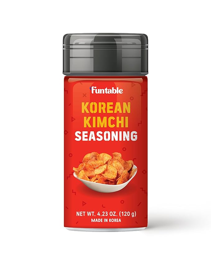 Funtable Kimchi Seasoning (4.23oz, 120g) - Authentic Korean Flavor Powder, Easy-to-Use. Perfect Seasoning for Chicken, Nuggets, Fries, Popcorn, Nachos & More.