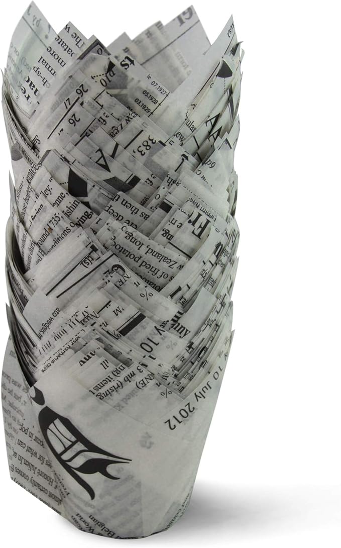 SimpleGood White Newspaper Medium Size Tulip Baking Cups Cupcake Liners Muffin Liners Greaseproof Paper 100