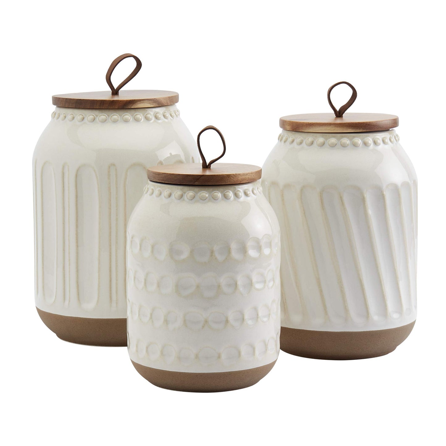 TTU Tabletops Gallery Ceramic Canister Collection- Stoneware Designed Kitchen Storage Embossed