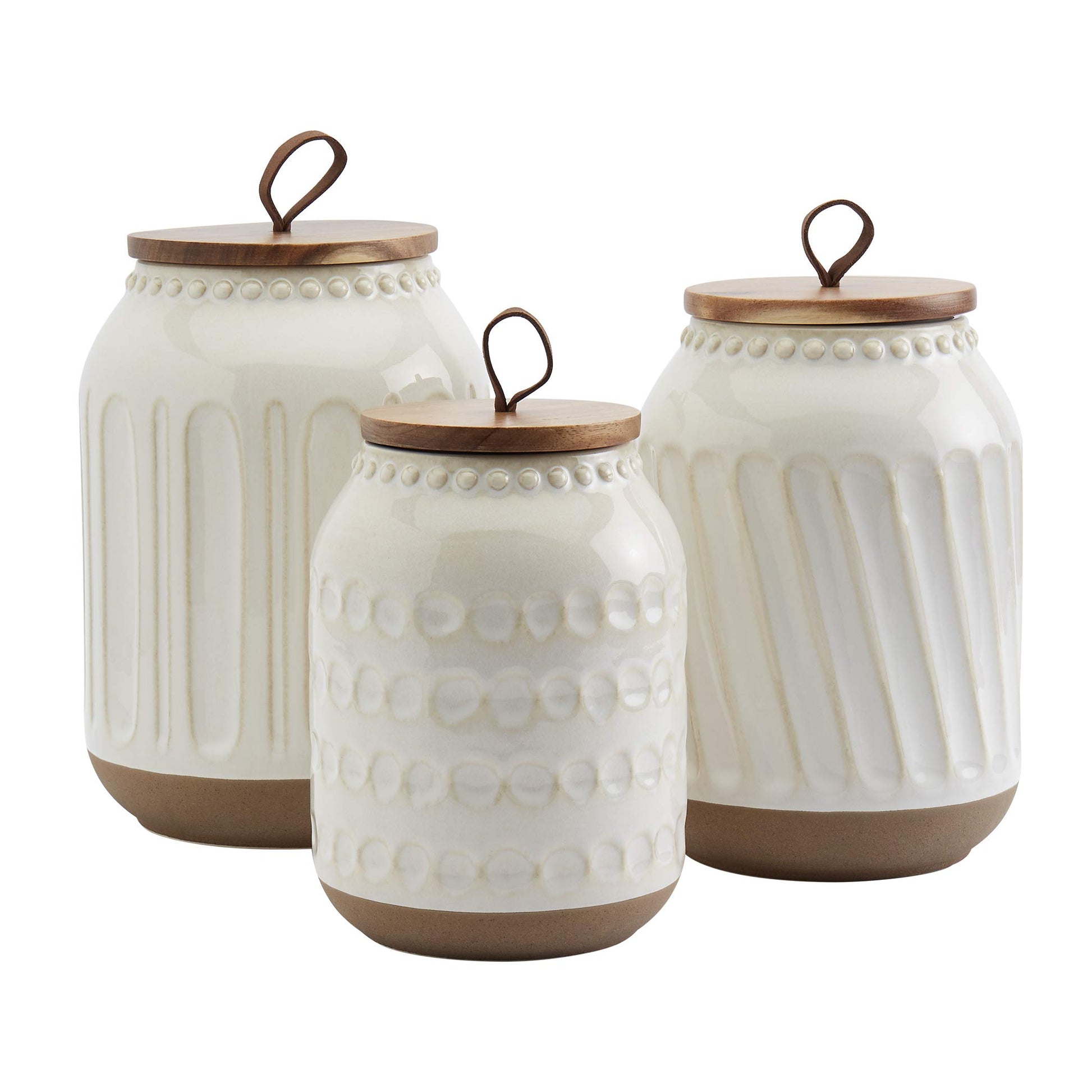TTU Tabletops Gallery Ceramic Canister Collection- Stoneware Designed Kitchen Storage Embossed