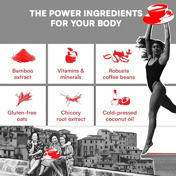 Beauty & Glow (11 servings) - Instant Coffee - Prebiotic Coffee with Biotin, vegan Collagen & Coconut Oil - Superfood Cappuccino by Superitalia - official partner of Hyrox - Made in Italy