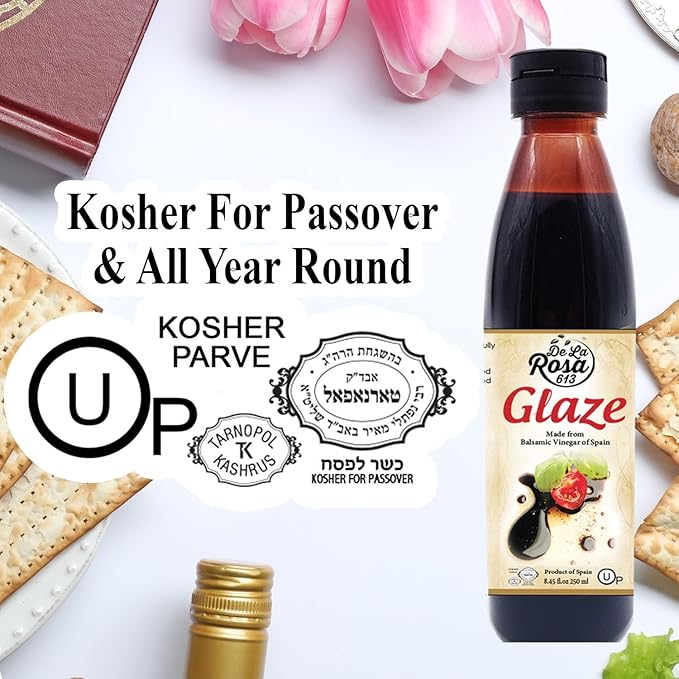 De La Rosa Balsamic Glaze, Vegan, KOSHER FOR PASSOVER, Non-GMO & Gluten Free, Great for Salad Dressing, Marinades, Toppings & More, Made from Balsamic Vinegar of Spain, 8.45 Oz (Pack of 1)