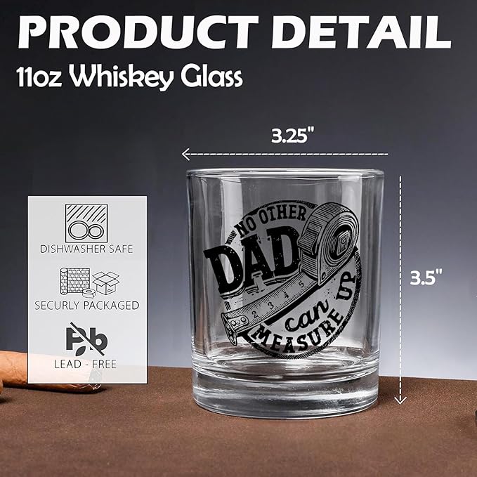 Funny Dad Whiskey Glasses 10 oz, Best Dad Gifts for Father's Day from Kids Son Daughter, Father Gifts Old Fashioned Rocks Glasses for Drinking Scotch Bourbon Cocktail Liquor Vodka