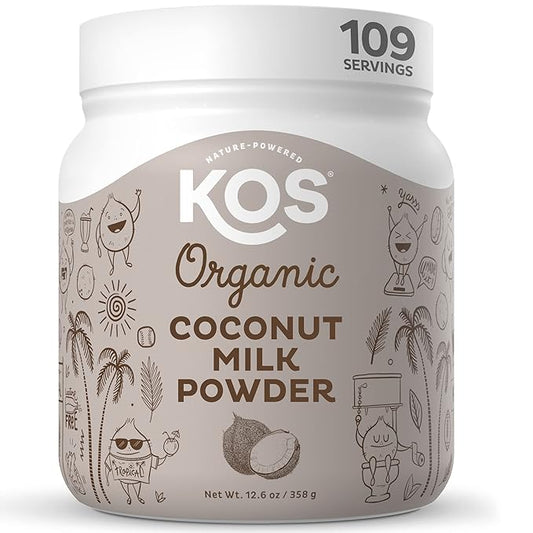 KOS Organic Coconut Milk Powder, USDA Certified Organic - 0g Sugar, MCT Plant Based Creamer for Coffee, Smoothies, Vegan, Keto, Paleo Friendly, Non-GMO, Gluten or Dairy- 12.6oz, 179 Servings