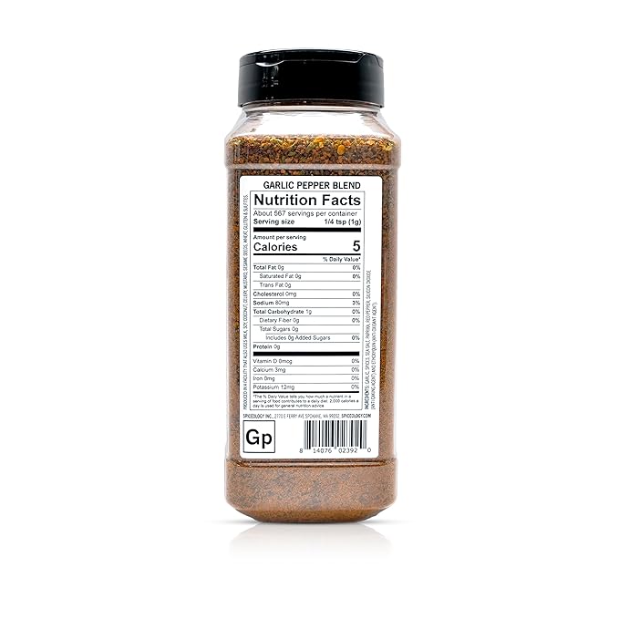 Spiceology – Garlic Pepper – Bold, Savory Garlic Pepper Seasoning for Steak, Chicken, Seafood & Veggies – Perfect BBQ Rub, Burger Seasoning & More – 20 oz