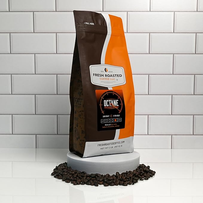 Fresh Roasted Coffee, Octane, 2 lb (32 oz), Dark Roast, Kosher, Whole Bean