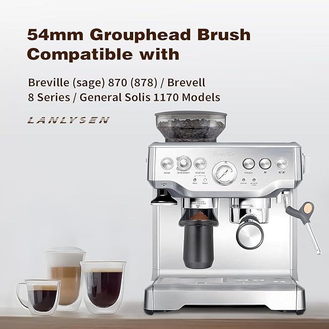 Espresso Coffee Machine Cleaning Brush, 360ì§?Cleaning Push-Up Coffee Maker Brush, Espresso Machine Brush Coffee Cleaning Tool Compatible with 54mm Breville Machines Barista, Home, Kitchen