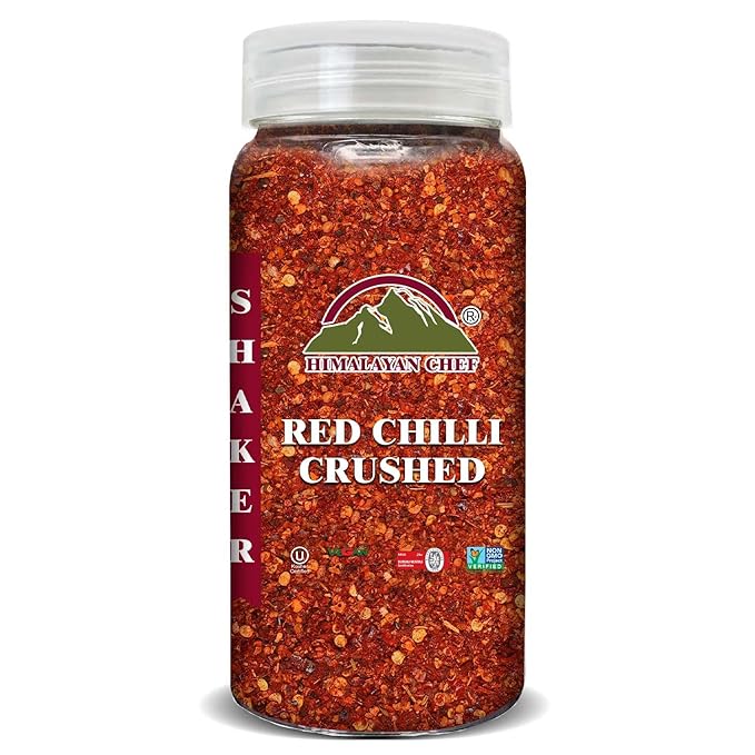 Himalayan Chef Red Crushed Pepper Shaker - Organically Crushed Red Chili Pepper Flakes Great for Pizza, Chowder, Seafood, and Pasta (3.88 Oz)