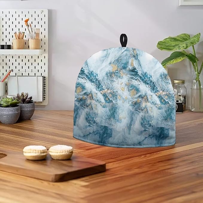 Generic Hudotybom Marble Print Tea Cozy for Teapot Insulated Large Teapot Cover to Keep Warm Tea Kettle Cover Machine Washable Coffee Pot Cloth Covers Kitchen Home Decorations for Housewife Mom