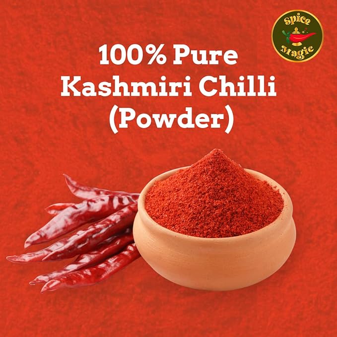 Spice Magic Kashmiri Chilli Powder ~ 7oz (200g) I 100% Pure, Aromatic & Natural I Low Heat I Non-GMO I Indian Origin - Red Pepper Powder