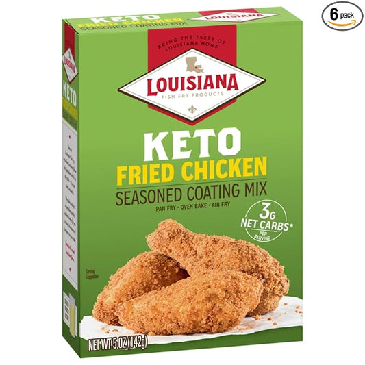 Louisiana Fish Fry Products Classic Fried Chicken Keto Seasoned Coating Mix ??5 oz, Pack of 6 ??Bake, Deep Fry, & For Use in Air Fryer ??Delicious & Crunchy Texture