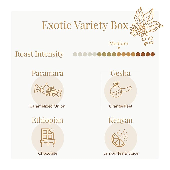 Bean of Fire Specialty Ground Coffee | Exotic Variety Box | 100% Made in El Salvador | Gourmet Quality | Medium Roast | 4 Premium Varieties | Luxury Coffee Gift | 48 oz