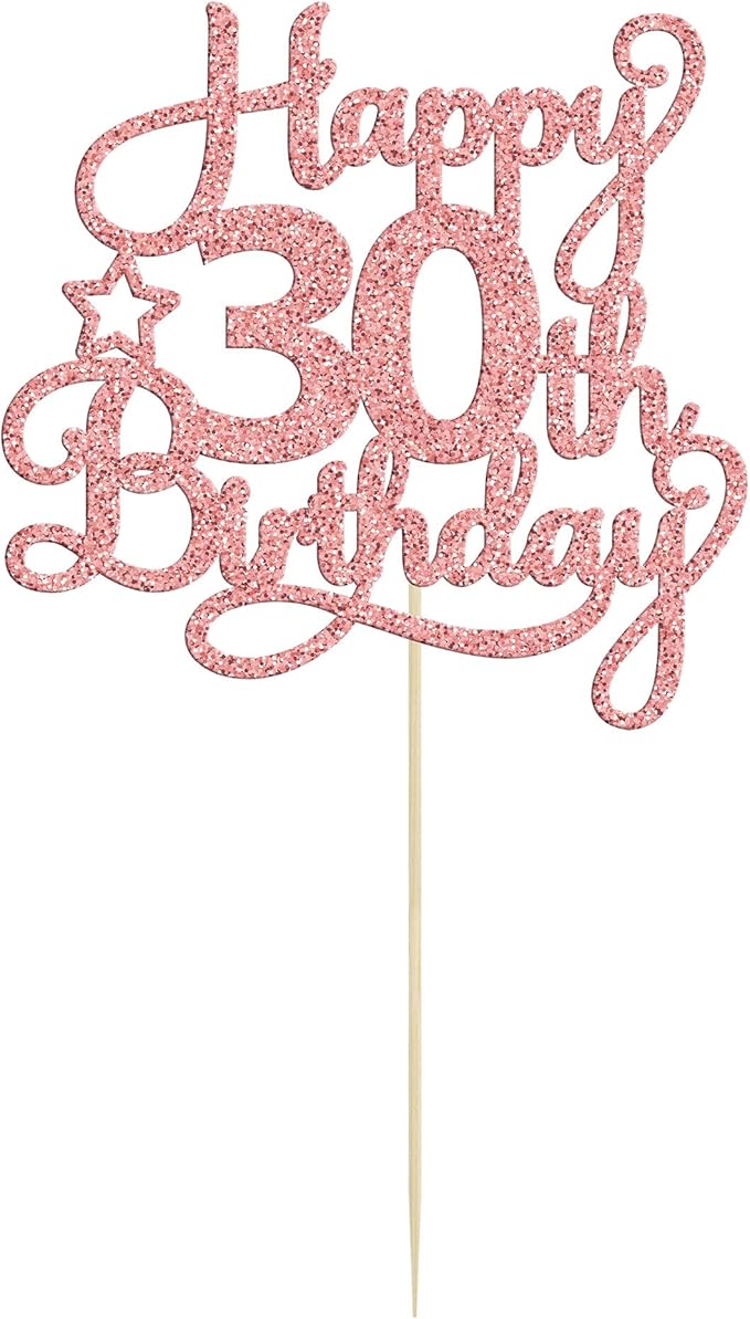 1 Pack Happy 30th Birthday Cake Topper Rose Gold Glitter 30 & Fabulous Cheers to 30 Years Old 30th Birthday Cake Pick for Celebrating 30th Birthday Anniversary Party Cake Decorations Supplies
