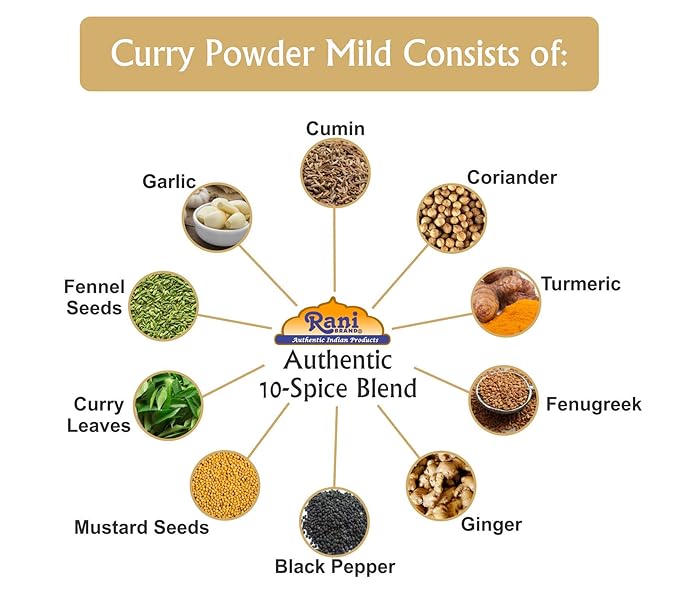 Rani Curry Powder Mild (10-Spice Authentic Indian Blend) 400oz (25lbs) 11.36kg Bulk Box ~ All Natural | Salt-Free | NO Chili or Peppers | Vegan | No Colors | Gluten Friendly | NON-GMO | Indian Origin