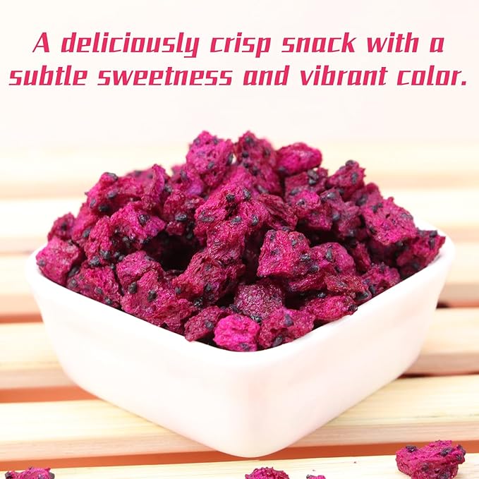Haomly Freeze-Dried Dragon Fruit,8OZ/230g, No Added Sugars,Sweet Dried Fruit Snacks,100% Natural Red Dragon Fruit Chunks, Ideal for Drinks,Yogurt, Cereal, Smoothies Baked Goods and Water