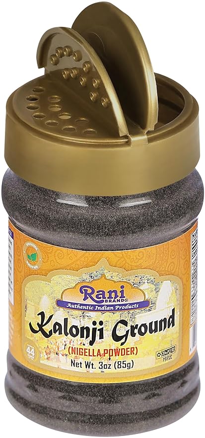 Rani Kalonji (Black Seed, Nigella Sativa, Black Cumin) Ground, Powder 3oz (85g) PET Jar ~ All Natural | Gluten Friendly | NON-GMO | Kosher | Vegan | Indian Origin