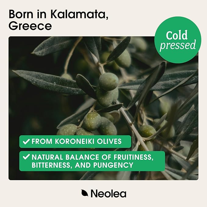 Neolea Greek Extra Virgin Olive Oil ??Single Origin, Early Harvest, High Polyphenol ??From Koroneiki Olives Hand Picked in Greece ??Fresh Aromatic Cooking Oil & Finishing Dishes ??16.9 fl. oz / 500ml