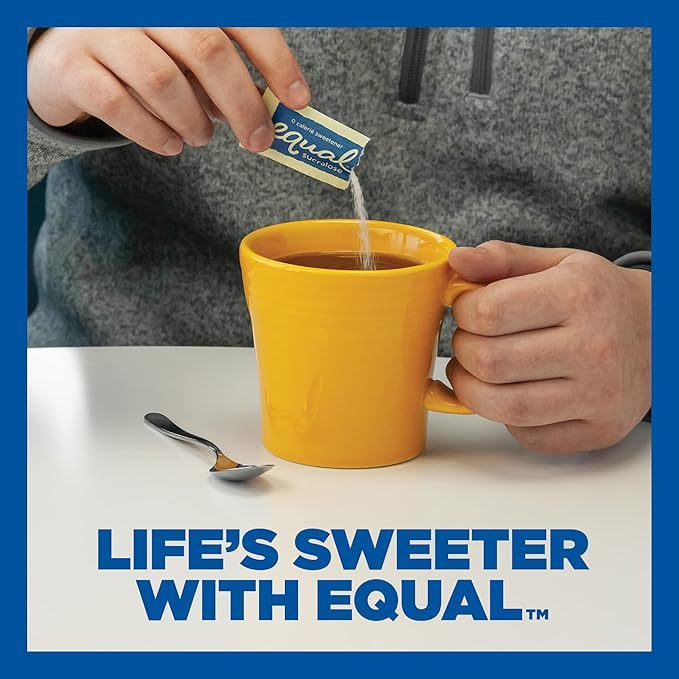 EQUAL Yellow 0 Calorie Sweetener, Sucralose Sugar Substitute, Zero Calorie Sugar Alternative Sweetener Packets, Sugar Alternative, Erythritol Free, 2000 Ct (Pack of 1)