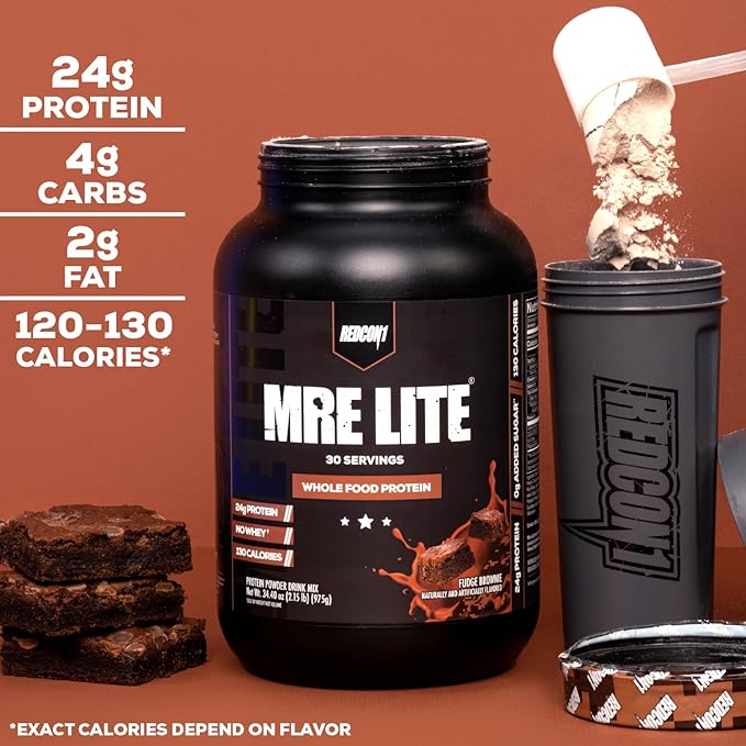 REDCON1 MRE Lite Whole Food Protein Powder, Blueberry Cobbler - Low Carb & Whey Free Meal